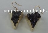 NGE41 18*22mm - 20*25mm triangle druzy amethyst earrings