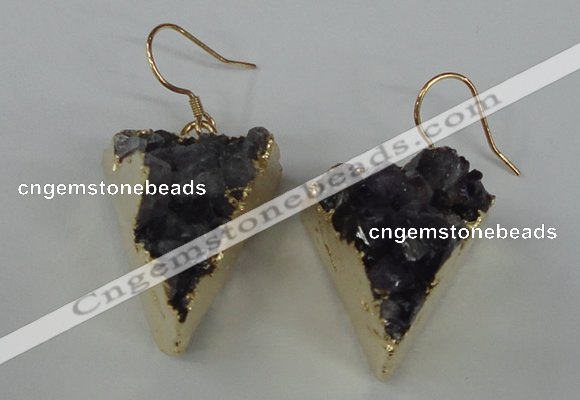 NGE41 18*22mm - 20*25mm triangle druzy amethyst earrings