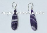 NGE410 10*35mm flat teardrop dogtooth amethyst earrings