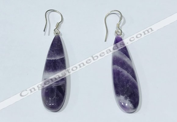 NGE410 10*35mm flat teardrop dogtooth amethyst earrings