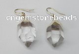 NGE43 12*20mm - 15*25mm faceted nuggets white crystal earrings