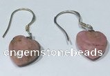 NGE430 10*10mm heart-shaped rhodonite earrings wholesale