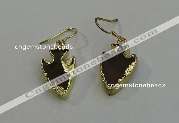 NGE5000 16*20mm - 18*25mm arrowhead smoky quartz earrings