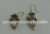 NGE5002 16*20mm - 18*25mm arrowhead amethyst earrings