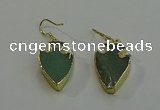 NGE5003 16*20mm - 18*25mm arrowhead green aventurine earrings