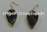 NGE5004 18*25mm - 20*30mm arrowhead amethyst earrings