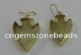 NGE5008 20*30mm - 25*30mm arrowhead lemon quartz earrings