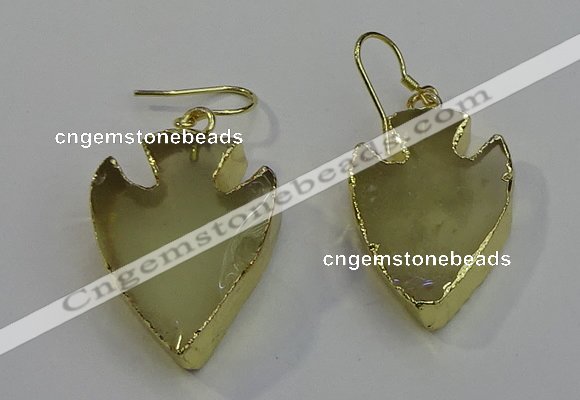 NGE5008 20*30mm - 25*30mm arrowhead lemon quartz earrings