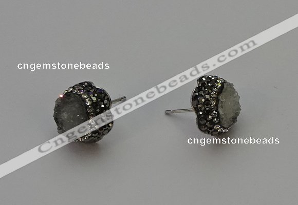 NGE5015 12mm freeform druzy agate gemstone earrings wholesale