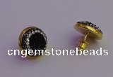 NGE5030 12mm - 14mm coin plated druzy agate gemstone earrings