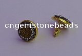 NGE5031 12mm - 14mm coin plated druzy agate gemstone earrings