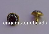 NGE5033 12mm - 14mm coin plated druzy agate gemstone earrings