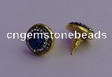 NGE5035 12mm - 14mm coin plated druzy agate gemstone earrings