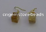 NGE5083 10*15mm cube citrine gemstone earrings wholesale