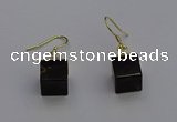 NGE5088 10*15mm cube smoky quartz gemstone earrings wholesale