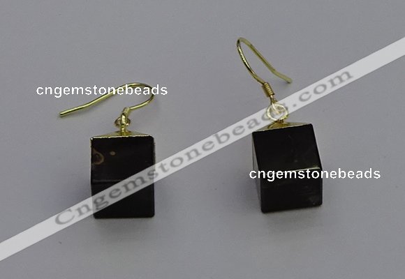 NGE5088 10*15mm cube smoky quartz gemstone earrings wholesale