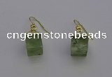 NGE5090 10*15mm cube green rutilated quartz gemstone earrings wholesale