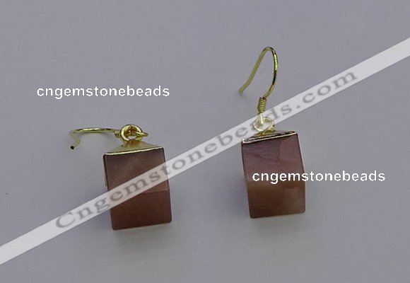 NGE5094 10*15mm cube moonstone gemstone earrings wholesale