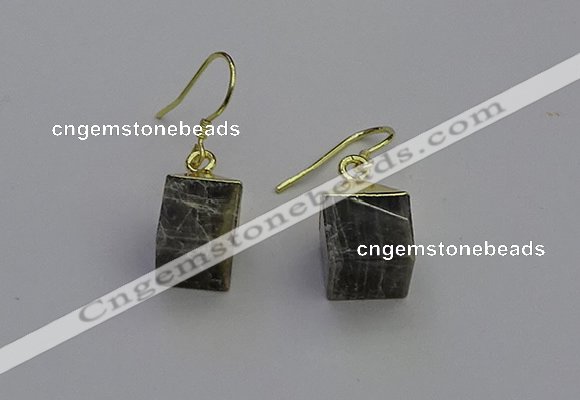 NGE5096 10*15mm cube labradorite gemstone earrings wholesale