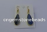 NGE5104 12*25mm flat teardrop blue kyanite earrings wholesale