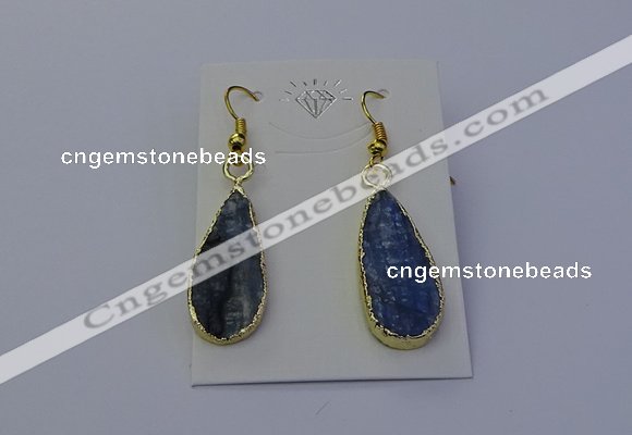 NGE5104 12*25mm flat teardrop blue kyanite earrings wholesale