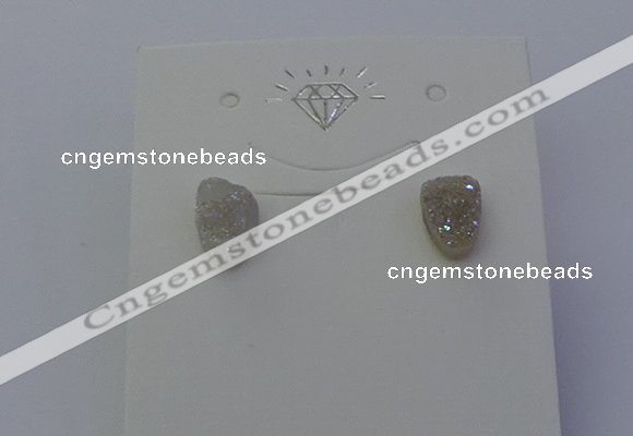 NGE5109 5*8mm freeform plated druzy quartz earrings wholesale