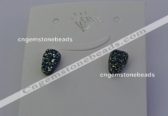 NGE5110 5*8mm freeform plated druzy quartz earrings wholesale