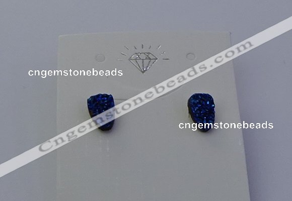 NGE5112 5*8mm freeform plated druzy quartz earrings wholesale