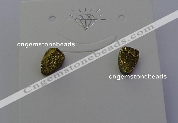 NGE5114 5*8mm freeform plated druzy quartz earrings wholesale