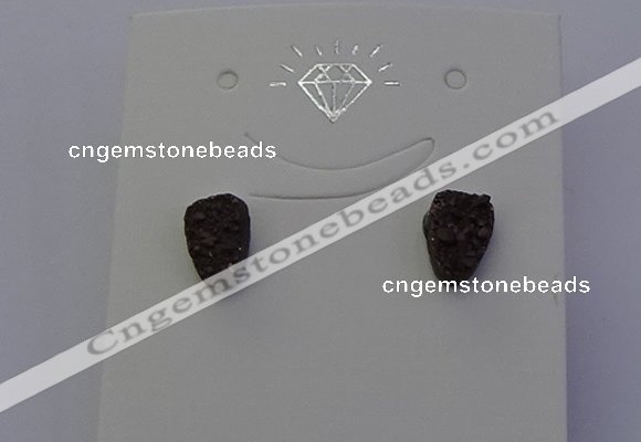 NGE5116 5*8mm freeform plated druzy quartz earrings wholesale