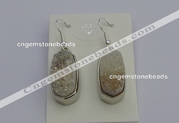 NGE5120 10*22mm - 12*25mm freeform plated druzy quartz earrings