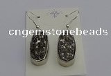 NGE5121 10*22mm - 12*25mm freeform plated druzy quartz earrings