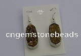 NGE5122 10*22mm - 12*25mm freeform plated druzy quartz earrings