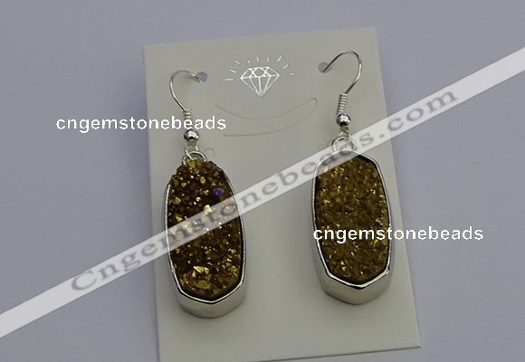 NGE5122 10*22mm - 12*25mm freeform plated druzy quartz earrings