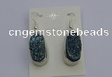 NGE5123 10*22mm - 12*25mm freeform plated druzy quartz earrings