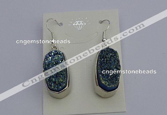 NGE5123 10*22mm - 12*25mm freeform plated druzy quartz earrings