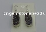 NGE5124 10*22mm - 12*25mm freeform plated druzy quartz earrings