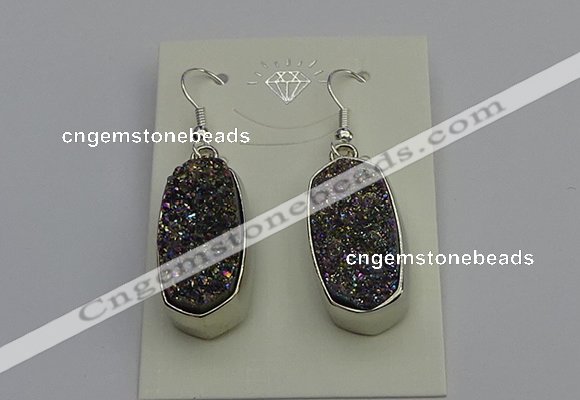 NGE5124 10*22mm - 12*25mm freeform plated druzy quartz earrings