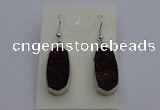 NGE5126 10*22mm - 12*25mm freeform plated druzy quartz earrings