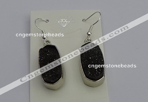 NGE5127 10*22mm - 12*25mm freeform plated druzy quartz earrings