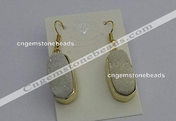 NGE5130 10*22mm - 12*25mm freeform plated druzy quartz earrings