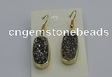 NGE5131 10*22mm - 12*25mm freeform plated druzy quartz earrings