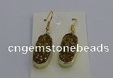 NGE5132 10*22mm - 12*25mm freeform plated druzy quartz earrings