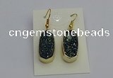 NGE5133 10*22mm - 12*25mm freeform plated druzy quartz earrings