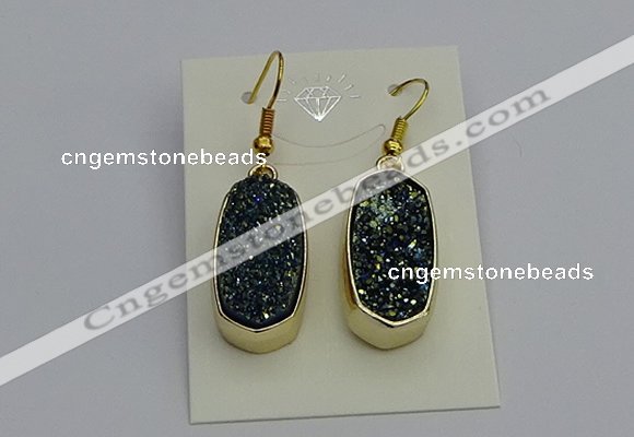 NGE5133 10*22mm - 12*25mm freeform plated druzy quartz earrings