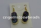 NGE5134 10*22mm - 12*25mm freeform plated druzy quartz earrings