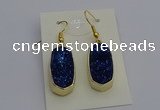 NGE5135 10*22mm - 12*25mm freeform plated druzy quartz earrings