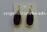 NGE5136 10*22mm - 12*25mm freeform plated druzy quartz earrings