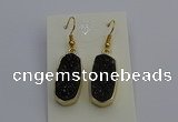 NGE5137 10*22mm - 12*25mm freeform plated druzy quartz earrings