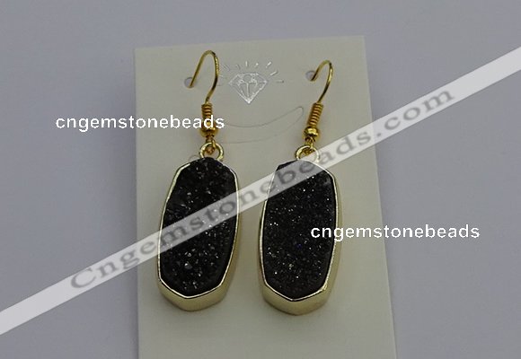 NGE5137 10*22mm - 12*25mm freeform plated druzy quartz earrings